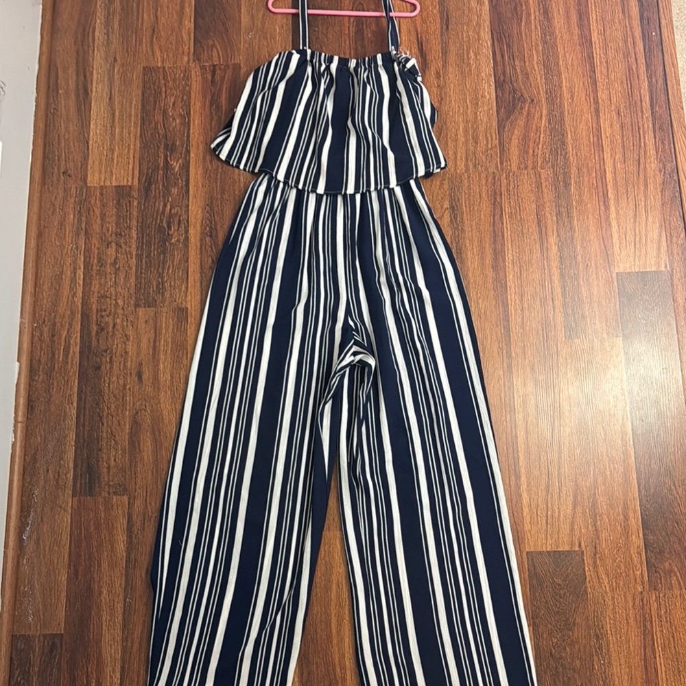 Striped Navy and White Jumpsuit